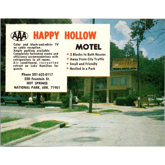 Happy Hollow Motel Hot Springs National Park 1971 Hot Springs AR Ad SAH4-H4 - Picture 1 of 2